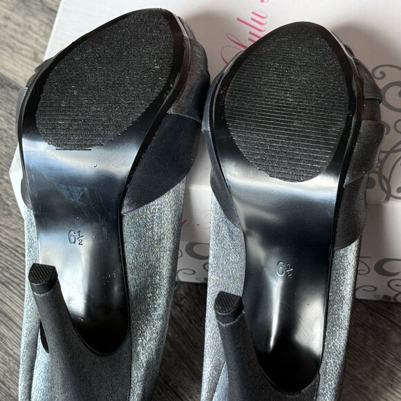 Lulu Townsend Daniell Pewter Shimmer Fabric Formal Dress Heels - Picture 9 of 13